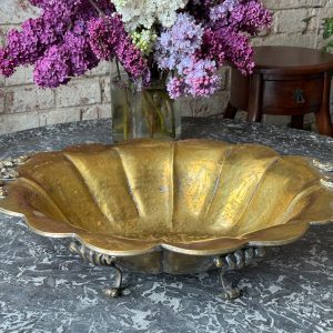 antique brass fruit bowl ornate handles legs