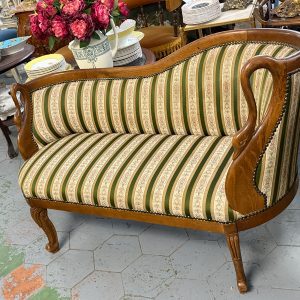 antique swan sofa green striped fabric