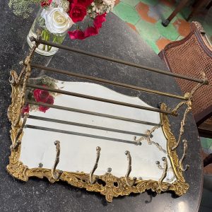 brass coat rack with mirror antique rococo style coat hooks shelf