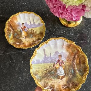 2gab apgleznoti "Limoge" porcelāna šķīvji, neliela izmēra (7179)